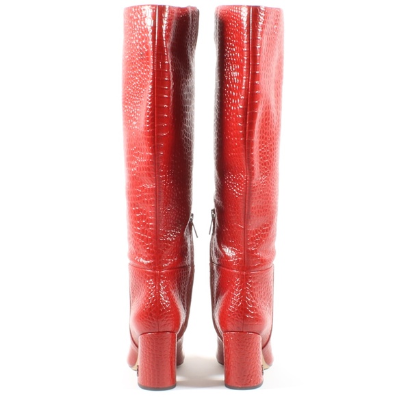 Sam Edelman Raakel Knee High Red Crocodile Boots - Picture 4 of 10